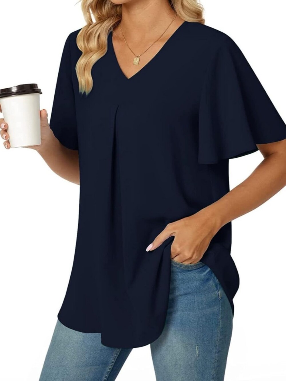 New With Tags 4 PACK Light Blue & Navy & Blue & White/Blue Anyally Blouse's - Picture 14 of 16